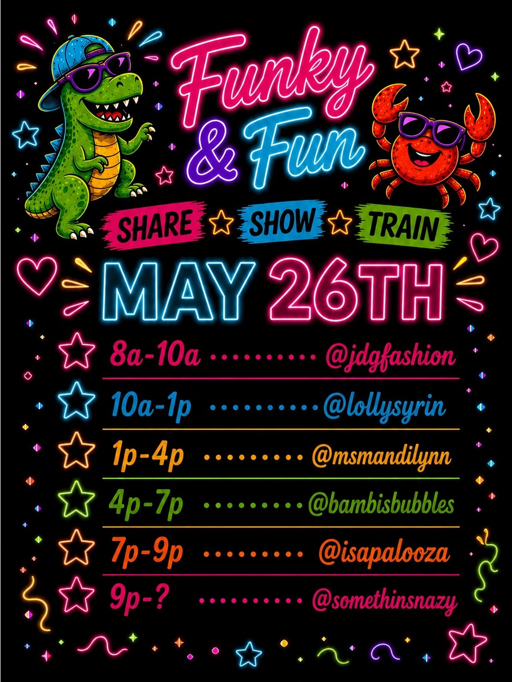 Isapalooza is Live! Come join the Funky & Fun Share Show Train on Tuesdays!